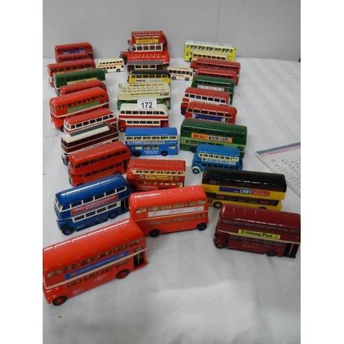 172 - A good lot of various die cast double decker buses.