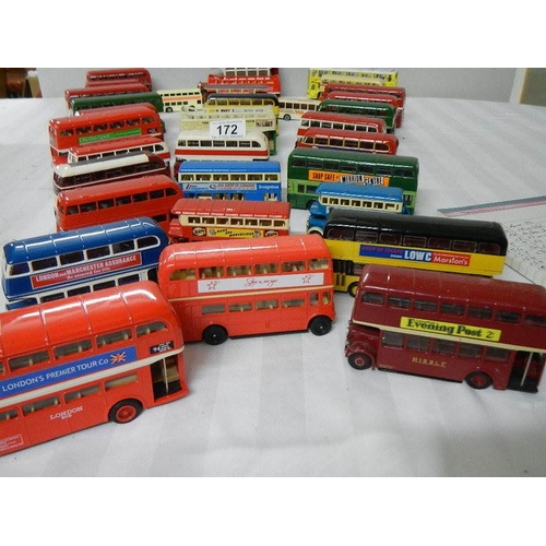 172 - A good lot of various die cast double decker buses.