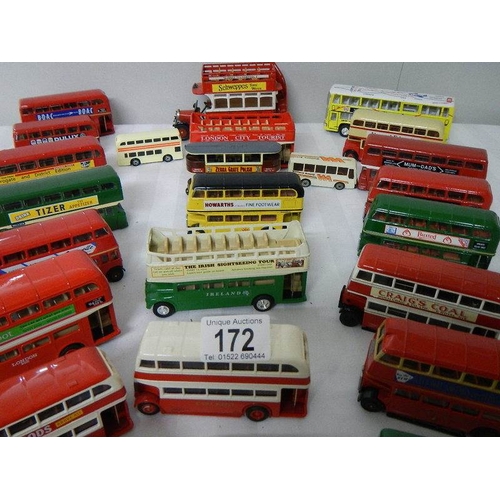 172 - A good lot of various die cast double decker buses.