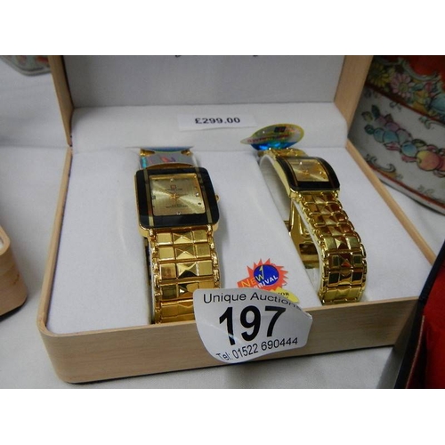 197 - 4 boxed wrist watches Including Swiss Line.