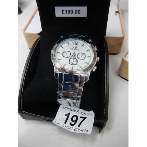 197 - 4 boxed wrist watches Including Swiss Line.