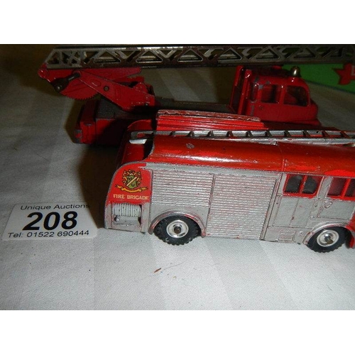 208 - A boxed Dinky Airport fire tender and 3 other fire engines.