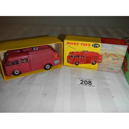 208 - A boxed Dinky Airport fire tender and 3 other fire engines.