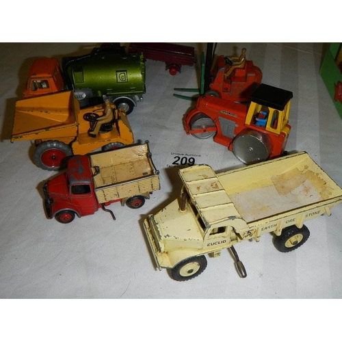 209 - A quantity of Dinky commercial vehicles including Bedford, road roller etc.,