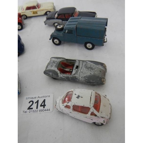 214 - 9 Corgi toys including Land Rover, Heinkel, Bentley etc.,