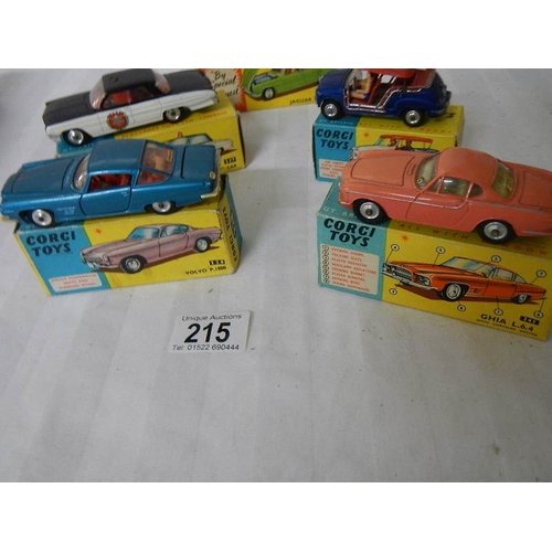 215 - 5 boxed Corgi cars - Nos 228, 237, 238, 240 and 240.  All in good condition and in original boxes.