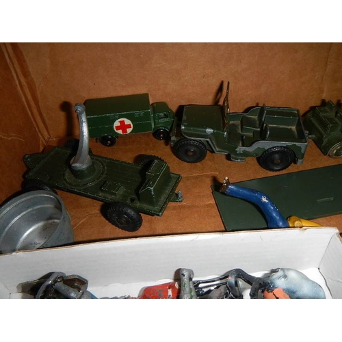 224 - A quantity of mixed diecast military vehicles and lead soldiers including Lesney, Britains, Lone Sta... 