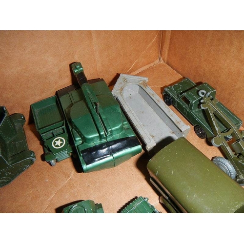 224 - A quantity of mixed diecast military vehicles and lead soldiers including Lesney, Britains, Lone Sta... 