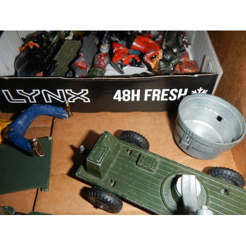 224 - A quantity of mixed diecast military vehicles and lead soldiers including Lesney, Britains, Lone Sta... 