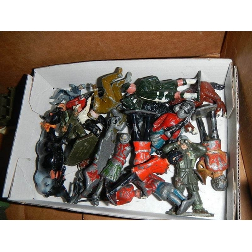 224 - A quantity of mixed diecast military vehicles and lead soldiers including Lesney, Britains, Lone Sta... 