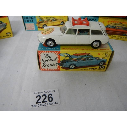 226 - 5 boxed Corgi toys, Nos 245, 428, 436, 437, 475, Citroen, Mr Softee, ice Cream van etc., in original... 