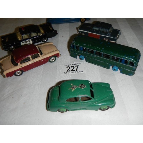 227 - 6 playworn Dinky including Humber, Morris etc.,