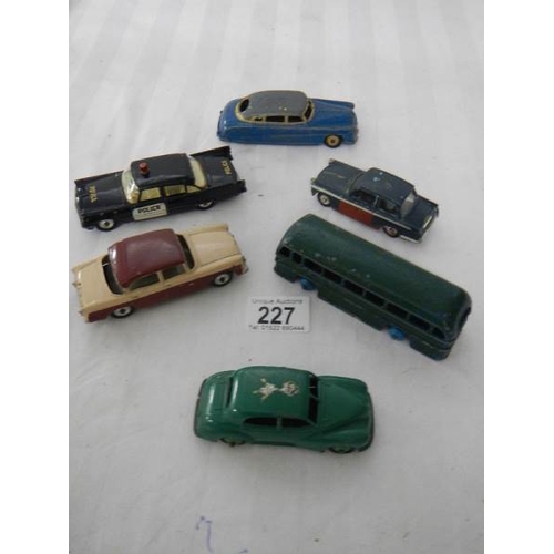 227 - 6 playworn Dinky including Humber, Morris etc.,