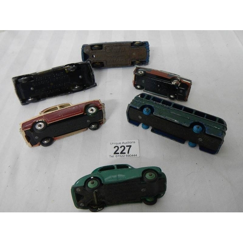 227 - 6 playworn Dinky including Humber, Morris etc.,