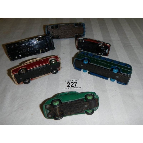 227 - 6 playworn Dinky including Humber, Morris etc.,