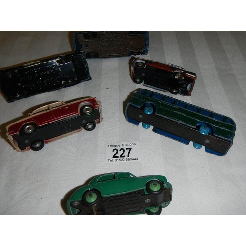 227 - 6 playworn Dinky including Humber, Morris etc.,