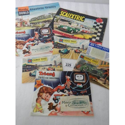 229 - A quantity of 1960's Corgi, Triang, Scalextric, Hornby original sales brochures.