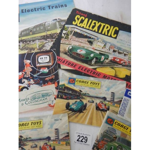 229 - A quantity of 1960's Corgi, Triang, Scalextric, Hornby original sales brochures.