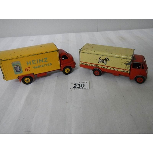 230 - A Dinky 514 Guy Spratts van and a 922 Big Bedford Heinz Beans van.