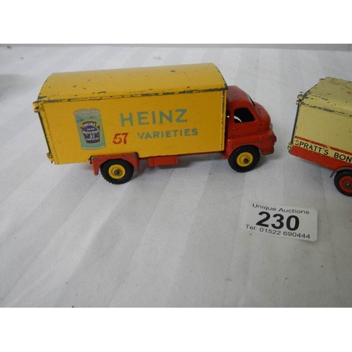 230 - A Dinky 514 Guy Spratts van and a 922 Big Bedford Heinz Beans van.