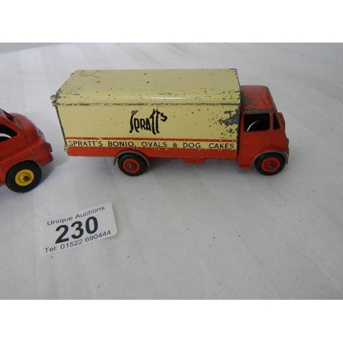 230 - A Dinky 514 Guy Spratts van and a 922 Big Bedford Heinz Beans van.