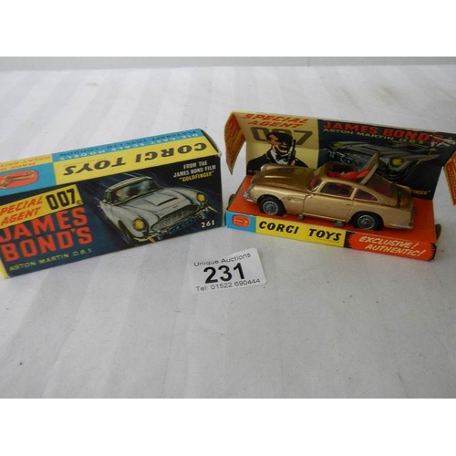 231 - A Corgi 261 James Bond Aston Martin 1965-69 issue, virtually mint in original box.