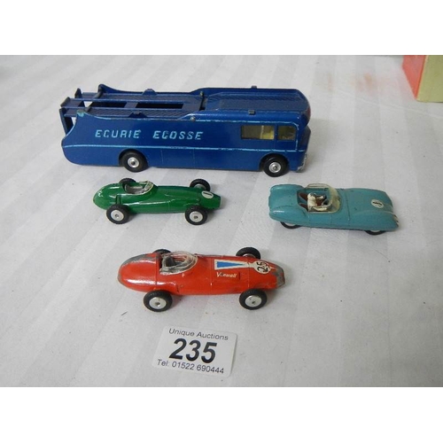 235 - A Corgi gift set 16, Ecurie Ecosse transporter with Vanwall, BRM and Lotus X1, unboxed.