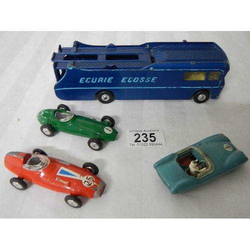 235 - A Corgi gift set 16, Ecurie Ecosse transporter with Vanwall, BRM and Lotus X1, unboxed.