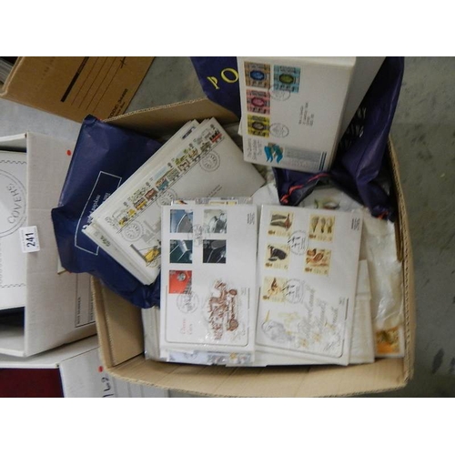 241 - 4 boxes of mainly first day covers including Benham and Mercury covers etc.