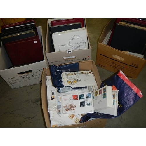 241 - 4 boxes of mainly first day covers including Benham and Mercury covers etc.