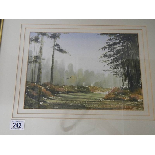 242 - ''Landscape with Falcon'' An original framed and glazed watercolour, signature indistinct, by Terry ... 