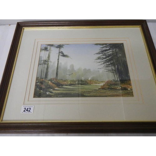 242 - ''Landscape with Falcon'' An original framed and glazed watercolour, signature indistinct, by Terry ... 