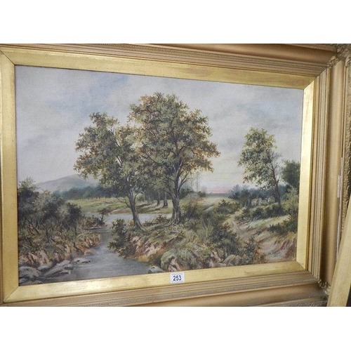 253 - A pair of large oil on canvas rural scenes.