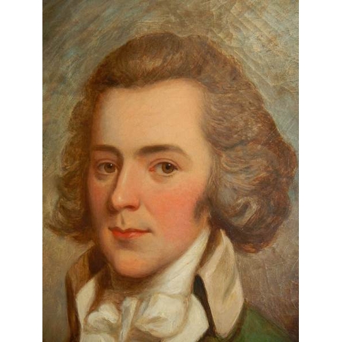 257 - A gilt framed oval oil portrait of a gentleman, circa late 18th / early 19th century. Perported to h... 