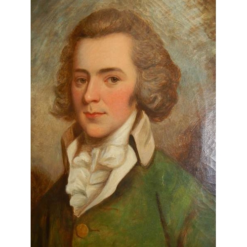 257 - A gilt framed oval oil portrait of a gentleman, circa late 18th / early 19th century. Perported to h... 