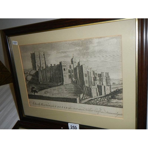 259 - A pair of early 20th century framed and glazed engravings of Durham.