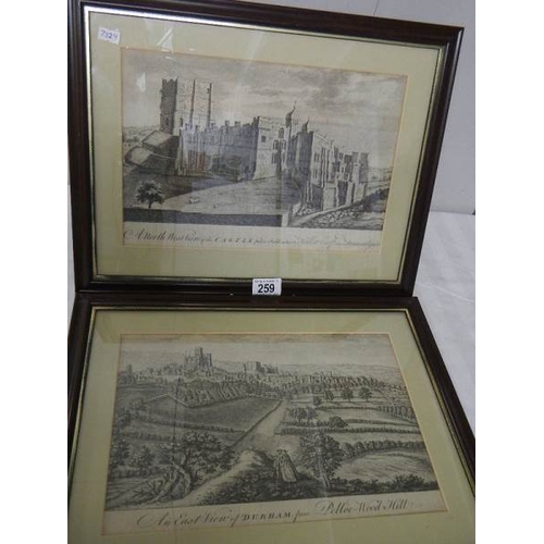 259 - A pair of early 20th century framed and glazed engravings of Durham.