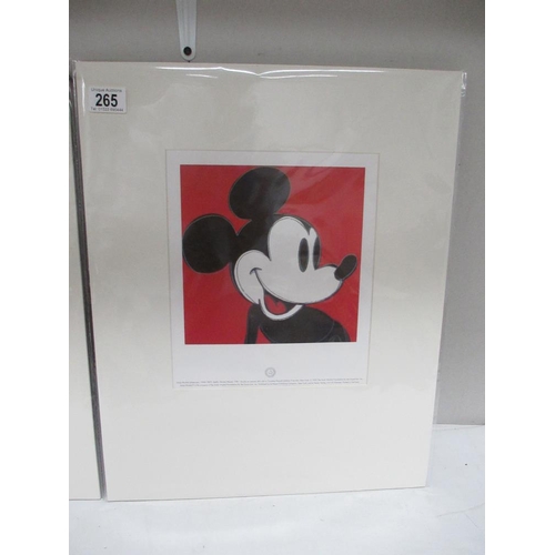 265 -  Andy Warhol (1928-1987) Pair of lithographic prints one of a green cat the other of Mickey Mouse (M... 