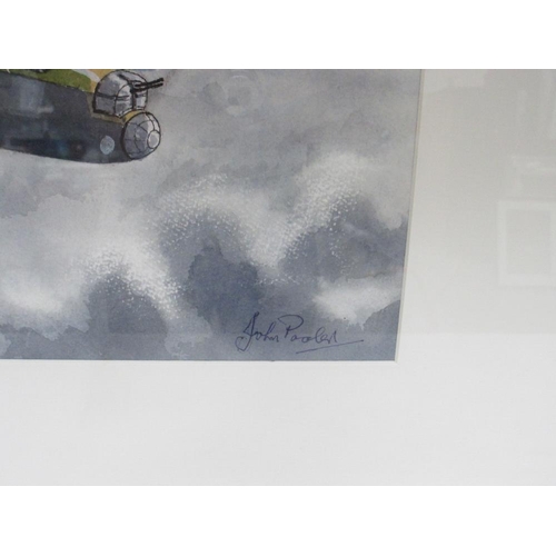 270 - John Pooler  Watercolour painting of a Lancaster bombing mission signed by the artist. Frame approx ... 