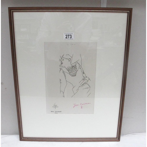 273 -  Jean Cocteau (1889-1963) Print entitled 'Jean Desborde' signed in coloured pencil. No provenance th... 