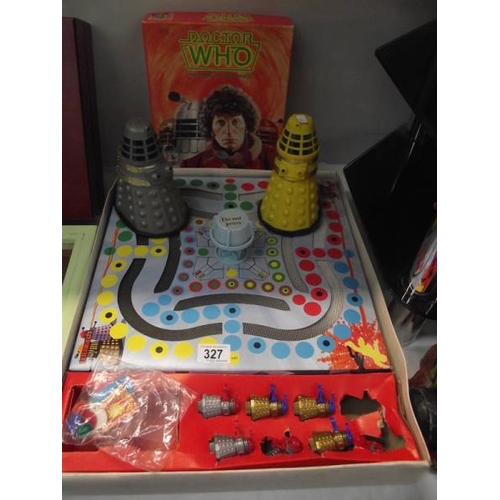 327 - A classic Doctor Who board game (missing lid), a Dalek and one other Doctor Who game.