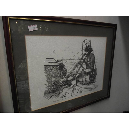 346 - 3 framed and glazed colliery scenes.