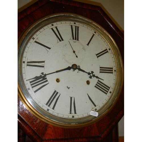 640 - A rosewood drop dial wall clock.