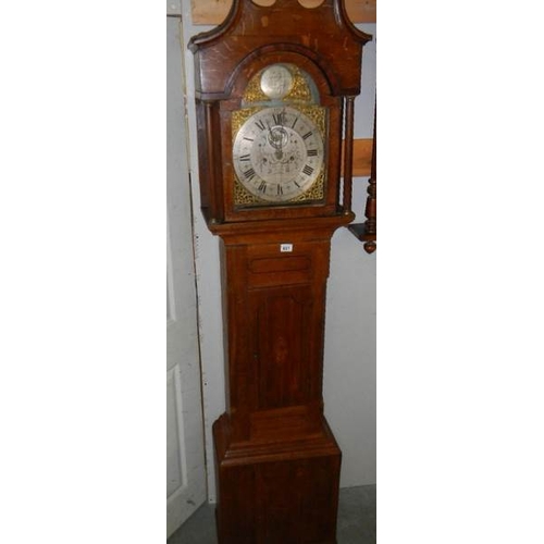 651 - An 8 day brass dial Grandfather clock, Matthew Jones, Lincoln.