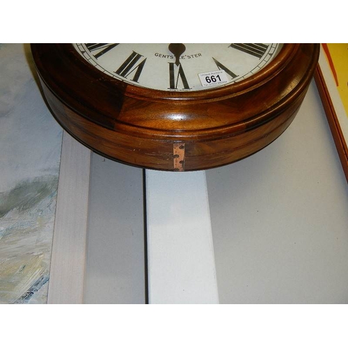 661 - A double faced electric railway clock, movement needs attention, i.e rewiring. Depth 15cm Diameter 4... 