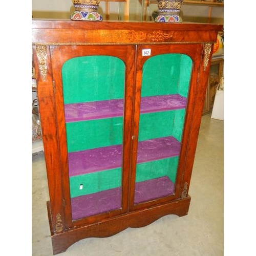 662 - A good Victorian inlaid pier cabinet with key.