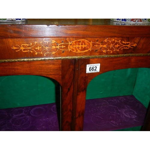 662 - A good Victorian inlaid pier cabinet with key.