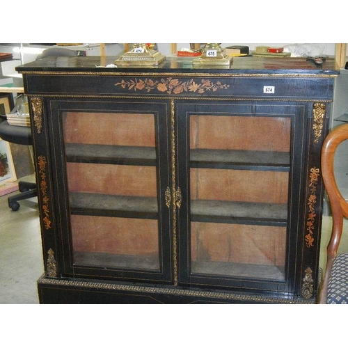 674 - A good double door inlaid pier cabinet in good condition.