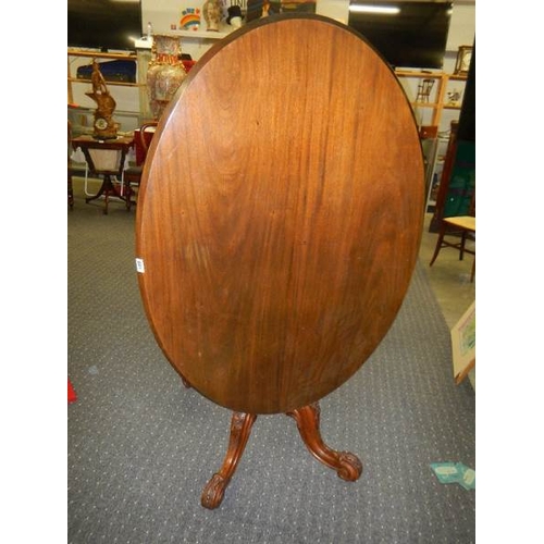 681 - A Victorian mahogany tip top dining table.