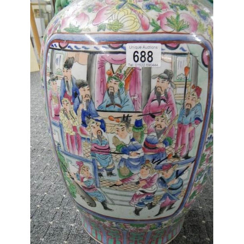 688 - A good Chinese painted vase, 62 cm tall.